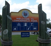 Lowdermilk Park Beach Sign in Naples Florida
