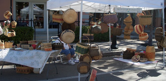 Baskets at the Farmers Market on Third Street South in Naples Florida