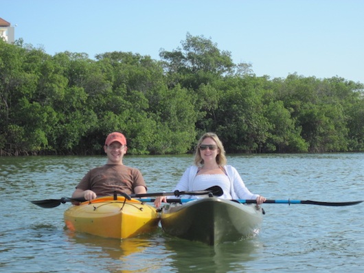 Alex and Andrea kayaking in Naples Florida mangroves