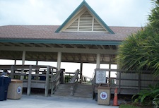 Covered picnic tables at Lowdermilk Beach