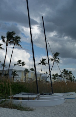 Sail boat on the beach in Naples Florida