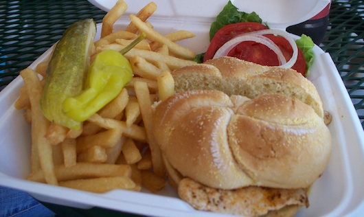 Grilled Chicken Sandwich at 3rd Street Cafe in Olde Naples Florida
