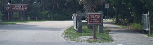 Entrance to Delnor-Wiggins State Beach Park in Naples Florida